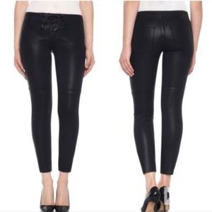 Taylor Hill by Joe’s Jeans Lace Up Coated Icon Mid Rise Skinny Ankle Jeans